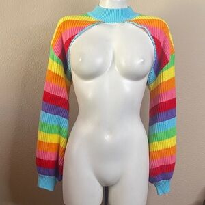 Multicolor Rainbow sweater shrug bolero S💕🦄🌈